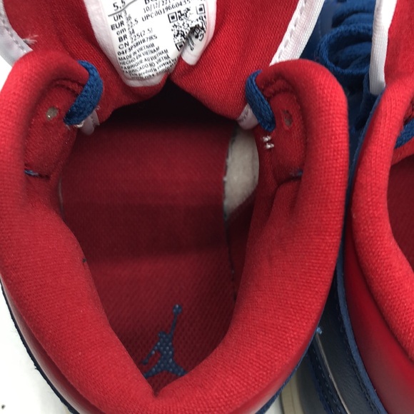 Womens AJ 1 Mid BQ6472-146 Blue/Red USED Creased/Tried on Size 5.5 No Box - Picture 10 of 12